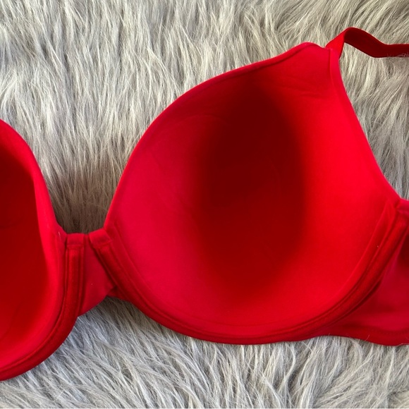 JoySpun Smoothing T-Shirt Bra Womens Size 38DD Red Lightly Lined Underwire - Picture 6 of 7